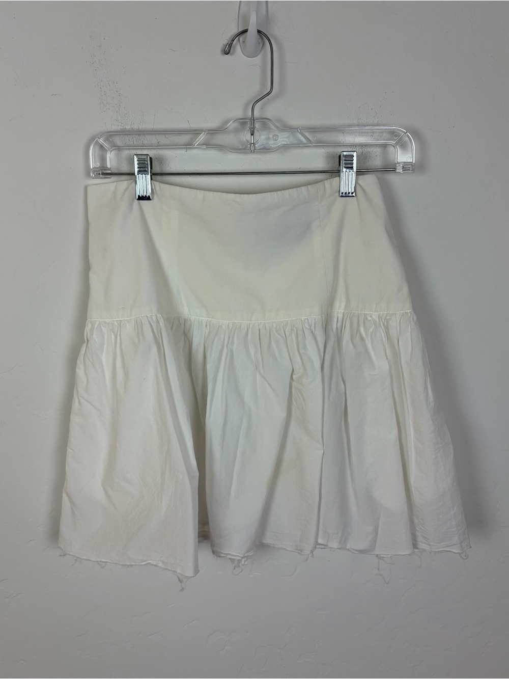 Paule Ka Paris White Cotton Drop Waist Mini Skirt